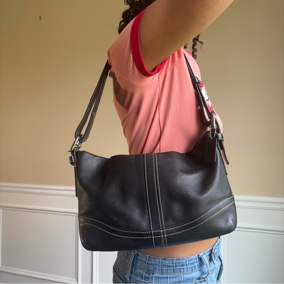 Coach Black Leather Shoulder Bag - Picture 3 of 15
